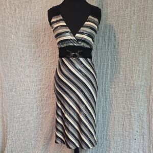 Striped Sequin V-Neck Dress